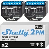 Shelly Plus 2PM Wlan & Bluetooth 2 Kanäle Smart Relais Schalter | Rolladenschalter mit Stromverbrauchsmessung | Hausautomation | Google Home Alexa Zubehör | iOS Android App (2 Pack)