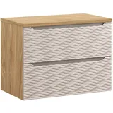 Badplaats Waschbeckenunterschrank Ocean 2 Schubladen 80 x 59 cm Beige
