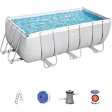 BESTWAY Power Steel Frame Pool Set 412 x 201 x 122 cm inkl. Filterpumpe grau