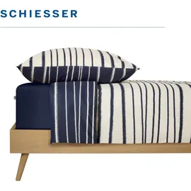 SCHIESSER Wesley Gestreift Blau 135 x 200 cm + 80 x 80 cm