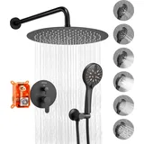 Vevor Duscharmatur Regenduschsystem fürs Badezimmer Duschsystem mit 305 mm runden Regenduschkopf & Handbrause, wandmontierte Badezimmerarmaturen m...