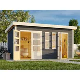 Gartenhaus Gerätehaus Schuppen KARIBU grau Flachdach Holz Holzhaus Garten