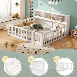 SOFTWEARY Kinderbett mit Lattenrost 140 x 200 cm Kiefer weiß