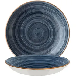 6x Bonna Aura Dusk Bloom Teller tief 28cm Blau Porzellan ADKBLM28CK Teller Suppenteller Pastateller Essteller Geschirr