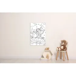 queence Bild »Elfe auf Fliegenpilz«, Blätter-Blätterbilder-Blumen-Blumenbilder-Feen-Figuren-klassische Fantasie-Märchen-Mädchen-Märchenbilder-Wichtel, (1 St.), DIY Wandbild aus Dibond queence Farbe Bild(er): weiß