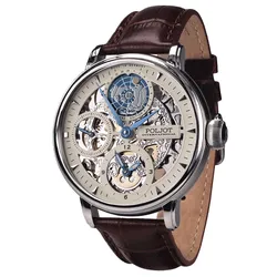 Poljot International 9730.2940552 Herrenuhr Double Timer Globetrotter Braun/Stahl