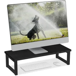 Relaxdays Monitorständer, ergonomische Bildschirmerhöhung für Schreibtisch, HBT: 15x55x23 cm, Industrial Design, schwarz