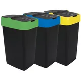 Spetebo Abfalleimer mit Schwingdeckel - 3er Set - 18 l - schwarz