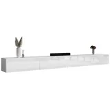 Planetmöbel TV-Board WEST (TV Lowboard, Fernsehschrank hängend oder stehend), Fernsehtisch 2x 160cm breit weiß 160 cm x 30 cm x 37.8 cm