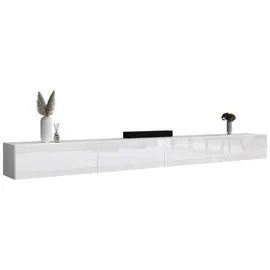 Planetmöbel TV-Board WEST (TV Lowboard, Fernsehschrank hängend oder stehend), Fernsehtisch 2x 160cm breit weiß 160 cm x 30 cm x 37.8 cm
