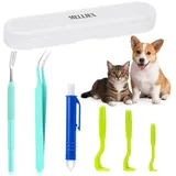 LuxusKollektion Zeckenpinzette Zeckenzange 6er Pack Edelstahl Zeckenpinzette Hund Katze Blau Grün