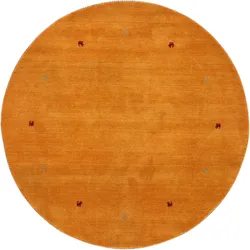 Wollteppich CARPETFINE "Gabbeh Uni", gelb, H:15mm Ø:80cm, Wolle, Teppiche, reine Wolle handgewebt, Gabbeh Tiermotiv warmes Raumklima viele Größen