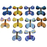 Tiardey Magische Fliegende Schmetterlingskarte mit Gummiband betriebenes Schmetterlings-Magiefee-Fliegenspielzeug für Geburtstagsgeschenke, Performance-Requisiten (zufällige Farbe, 30 Stück)