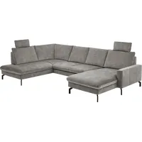die planbar Wohnlandschaft DIE PLANBAR "ZE-EM20028 U-Form, Breite 332 cm", amira silber, B:332cm T:220cm, 100% Polyester, Sofas, Wohnlandschaft, wahlweise mit Kopfstützen und Sitztiefenverstellung