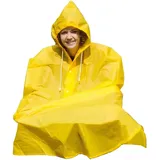 Regenponcho mit Kapuze Gelb/Blau Einheitsgröße
