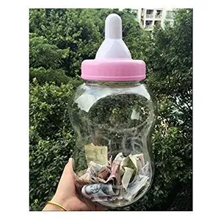 Gwill 38x16cm / 15.2''x 7.2 '' große Größe Piggy Cans Bank Milch geformte lustige Flasche mit Nippel Food Storage große Flasche für Baby-Dusche mit Schnuller Dekoration Familie Aufbewahrungsbox
