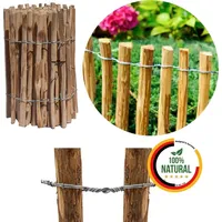 Floranica Staketenzaun Haselnuss 10m x 60cm hoch 4-6cm Sprossenabstand, kleiner Staketenzaun niedrig, Hühnerzaun Hundezaun