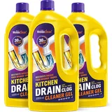WoldoClean Rohrreiniger Küche Gel 3x 1000ml - extra stark Fettlöser Spüle