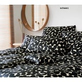 elegante Mako-Satin-Bettwäsche-Garnitur Pebbles Farbe schwarz Größe 155x220+40x80 Gepunktet Bunt