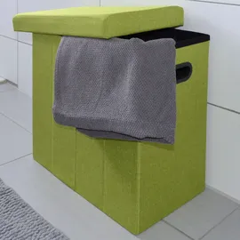Dune Design Dunedesign Wäschekorb 70L Wäschetruhe mit Deckel Wäschebox Wäschesammler Leinen-Optik Grün