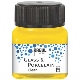 Kreul 16202 - Glass & Porcelain Clear, sonnengelb, 20 ml Glas, transparente Glas- und Porzellanmalfarbe auf Wasserbasis, schnelltrocknend, glasklar