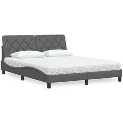 Bett mit Matratze – Dunkelgrau, 160x200 cm, Stoff – Komfort & modernes Design