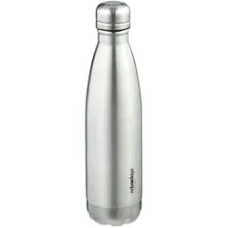 Relaxdays Trinkflasche Edelstahl, auslaufsicher, Kalt- & Heißgetränke, Vakuum Isolierflasche 500 ml, Outdoor, silber