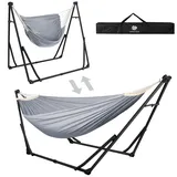 Anyoo Hängematte und Hängesessel mit klappbarem Gestell, tragbares Hängemattengestell-Set für den Outdoor/Indoor Garten Terrasse Camping Deck