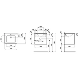 Laufen PRO S Set Lani Komplettset 600, Waschtisch inklusive Waschtischunterbau, 600x500x540mm, H8649649991041, Farbe: Multicolor