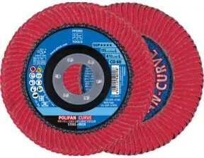 PFERD TOOLS POLIFAN-Flap Discs PFR 115-L CO 60 SGP CURVE STEELOX