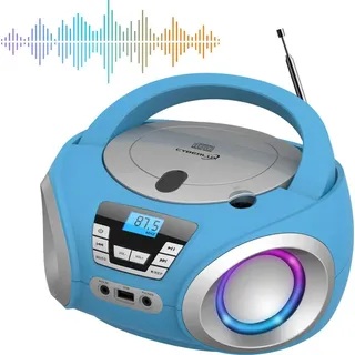 Cyberlux CD-Player mit LED-Beleuchtung | Kopfhöreranschluss | Tragbares Stereo Radio | Kinder Radio | Stereoanlage | USB | CD/MP3 Player | FM Radio | Kopfhöreranschluss | Aux In