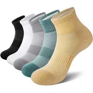 EKSHER Sneaker Socken Damen 35-38 5 Paar Running Frottee Sportsocken Laufsocken Kurze Kurz Baumwolle Herren Kurzsocken Sport Damensocken Atmungsaktive Bunt Tennissocken Sneakersocken Bunte - 35-38