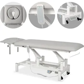 Habys Fortis 4 Ergo | Elektrische Behandlungsliege Therapieliege Massageliege | 4-Segmente | Handfernbedienung Hellgrau-Weiß | 192 x 68 cm