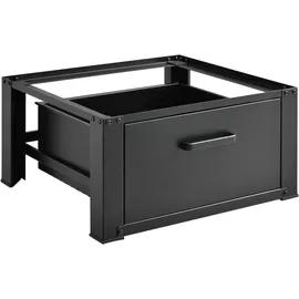 [en.casa] Waschmaschinen-Untergestell Comfortixx mit Schublade, Schwarz, 63 x 54 x 31 cm