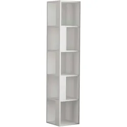 Bücherregal DECORTIE "Piano Bücherregal", weiß, B:31,4cm H:158,9cm T:31,12cm, Spanplatte, Regale, Leichte Montage, Lagerung, Platzsparend
