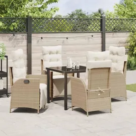 vidaXL 5-teiliges Garten-Ess-Set in Beige aus Poly Rattan