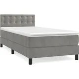 vidaXL Boxspringbett mit Matratze Hellgrau 100x200 cm Samt