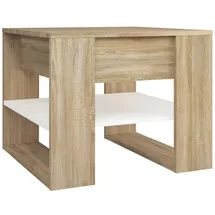 vidaXL Couchtisch Weiß Eiche 55,5 x 55 x 45 cm