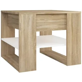 vidaXL Couchtisch Weiß Eiche 55,5 x 55 x 45 cm