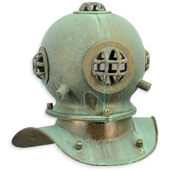 Casa Padrino Deko Antik Stil Taucherhelm Mintgrün korrodiert / Kupferfarben 20,6 x 17,2 x H. 20,5 cm - Wohnzimmer Deko - Schreibtisch Deko