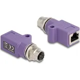 DeLock M12 Adapter D-kodiert 4 Pin zu RJ45 Violett