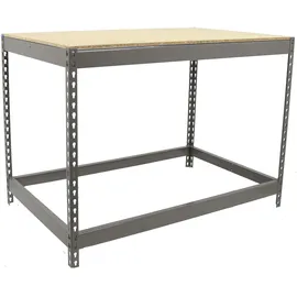 Simon Rack Simonrack Werkbank 400 kg, Belastbarkeit: 90x120x75 cm, Große Arbeitsfläche Arbeitsfläche, Arbeitstisch, Holz-Arbeitsplatte, Grau/Holz - BT-BASIC