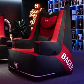 Diablo Chairs Diablo Gaming Sessel Gamer Stuhl Aufblasbar, Belastbar bis 120 kg, Schwarz-Rot + Luftpumpe - Schwarz