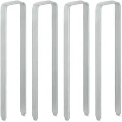 Relaxdays Bodenanker, 4er Set, Erdanker Rosenbogen, U-Form, verzinkt, stabil, XXL Erdhaken, HBT: 30 x 6 x 2,5 cm, silber