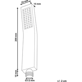Beliani Handbrause Silber Metall Rechteckig Stab 1 Strahlart Modern Klassisch Duschkopf Badezimmer Stabhandbrause Stabbrause