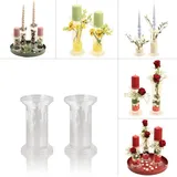 of Kerzenständer, Vasen zum selber Dekorieren, Basteln für Blumen, Gestecke und Kerzen - Kerzenhalter Set aus Acryl Glas (2er Set Klein)