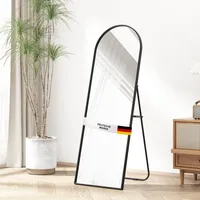 Albatros Ganzkörperspiegel – Bogen Spiegel mit schwarzem Rahmen - Standspiegel oder großer Wandspiegel im modernen Design, 150 x 50 cm groß – hochwertiges und nachhaltiges Glas