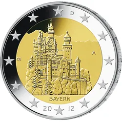 2 Euro Gedenkmünze "Schloss Neuschwanstein" 2012 in bester Prägequalität prägefrisch - einzeln