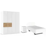Schlafzimmer-Set RAUCH "Komplettzimmer Komplettschlafzimmer Schlafzimmer-Set (3-St.) MAIKA", weiß (alpinweiß, eiche artisan, lederoptik weiß), Schrank Breite 181cm, Höhe 210 + ohne Matratze, B/H: 100cm x 200cm, Schrank Breite 181cm, Höhe 210, Holzwerkstoff, Schlafzimmermöbel-Sets, Schrank 3 Breiten, 2 Höhen, Bett 100 cm, Nachttisch MADE IN GERMANY