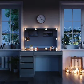 Vicco Schminktisch Sherry Greige 120 cm mit Led-kette